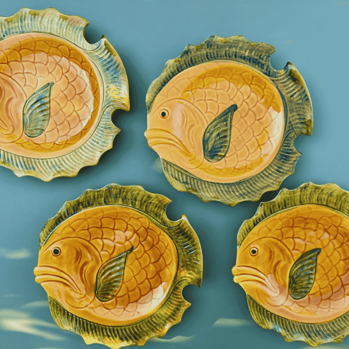 Service de 4 assiettes poisson "Au vieux Vallauris"